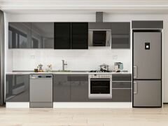 Alvinka 400X222 Cm High Gloss Mutfak Dolabı Mb-E90S60S50-3 High Gloss | Antrasit - Suntalam