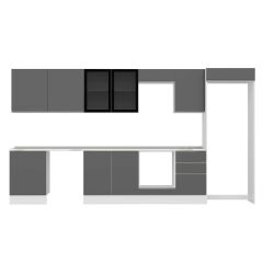 Alvinka 400X222 Cm High Gloss Mutfak Dolabı Mb-E90S60S50-3 High Gloss | Antrasit - Suntalam