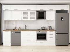 Alvinka 375X240 Cm Klasik Mebran Mutfak Dolabı Mb-E80S45S50-3 Mebran | Beyaz - Mdf