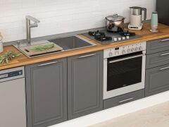 Alvinka 305X210 Cm Klasik Mebran Mutfak Dolabı Mb-E80B45S60-3 Mebran | Antrasit - Suntalam