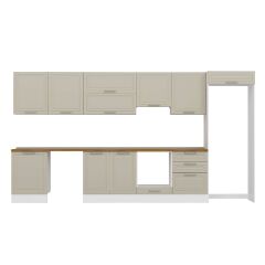 Alvinka 400X222 Cm Klasik Mebran Mutfak Dolabı Mb-E80S60S60-1 Mebran | Kumtaşı - Mdf