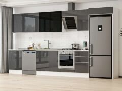 Alvinka 400X222 Cm High Gloss Mutfak Dolabı Mb-E90S60S50-3 High Gloss | Antrasit - Mdf