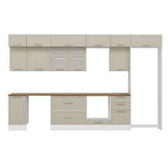 Alvinka 375X240 Cm Klasik Mebran Mutfak Dolabı Mb-E80S45S50-3 Mebran | Kumtaşı - Mdf