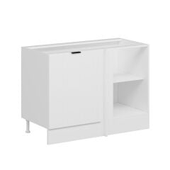 Alvinka Mutfak Modül Mbr_B Alt 1K1R 120Cm Köşe Dolap Beyaz Beyaz Mdf