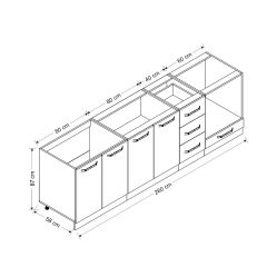 Minar 260 Cm Mutfak Dolabı Beyaz Dore 260-D3-Alt Modül