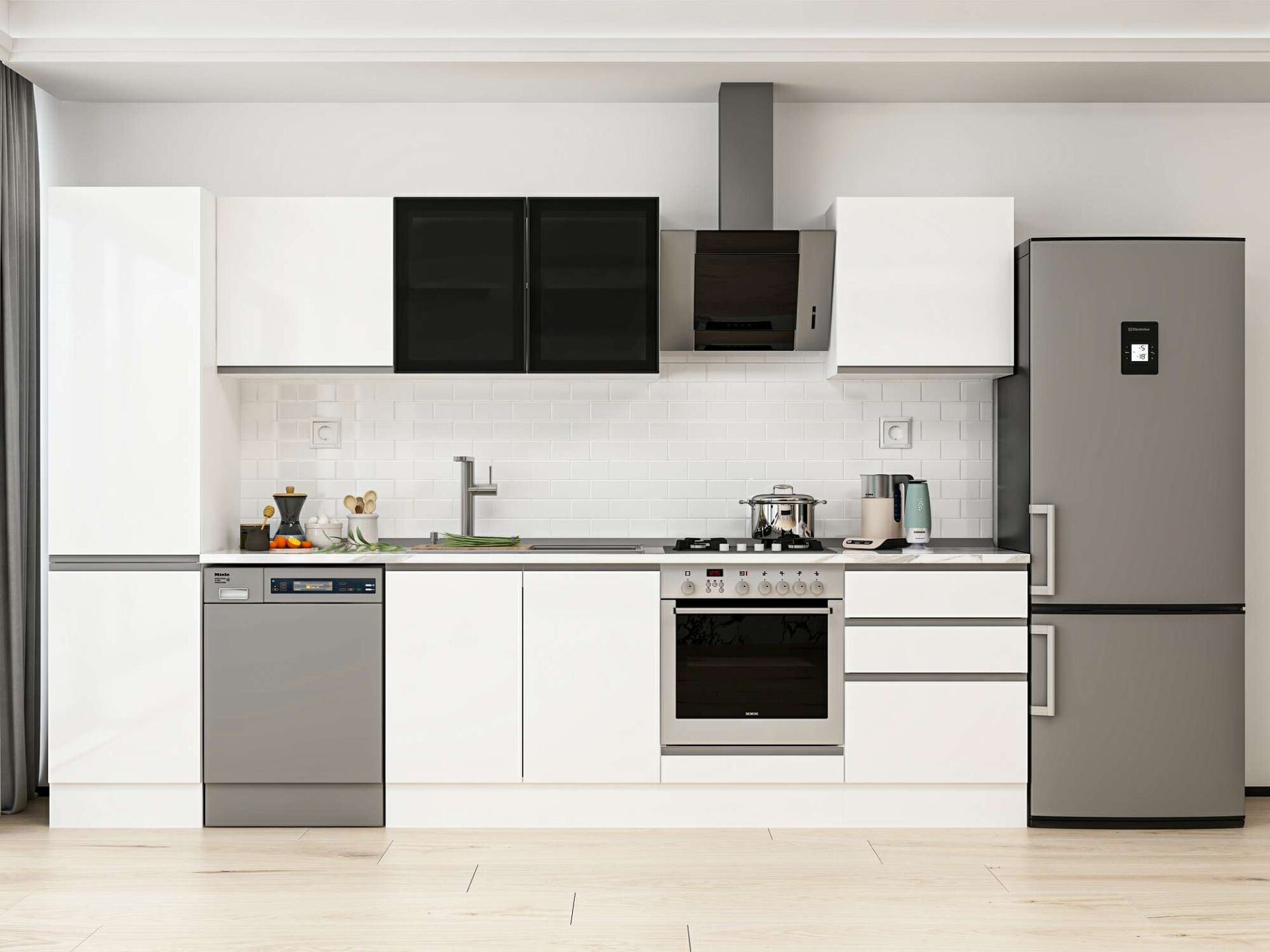 Alvinka 310X210 Cm High Gloss Mutfak Dolabı Mb-E80B50S60-3 High Gloss | Beyaz - Mdf