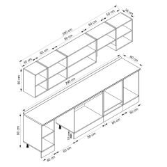 Alvinka 290X210 Cm Klasik Mebran Mutfak Dolabı Beyaz Beyaz M-E80S40S50-1