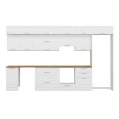 Alvinka 385X240 Cm Klasik Mebran Mutfak Dolabı Mb-E80S45S60-1 Mebran | Beyaz - Suntalam