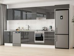 Alvinka 410X222 Cm High Gloss Mutfak Dolabı Mb-E90S60S60-1 High Gloss | Antrasit - Suntalam