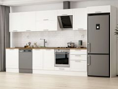 Alvinka 400X222 Cm Klasik Mebran Mutfak Dolabı Mb-E80S60S60-2 Mebran | Beyaz - Mdf