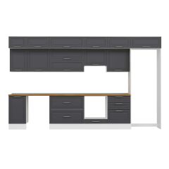 Alvinka 385X240 Cm Klasik Mebran Mutfak Dolabı Mb-E80S45S60-1 Mebran | Antrasit - Suntalam