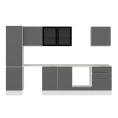 Alvinka 310X210 Cm High Gloss Mutfak Dolabı Mb-E80B50S60-3 High Gloss | Antrasit - Mdf