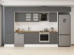 Alvinka 400X240 Cm Klasik Mebran Mutfak Dolabı Beyaz Beyaz Mbb-E90B60S50-3 Mebran | Antrasit - Suntalam