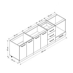 Minar 265 Cm Mutfak Dolabı Beyaz 265-B3-Alt Modül