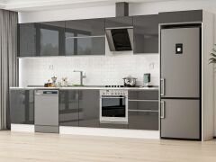 Alvinka 410X222 Cm High Gloss Mutfak Dolabı Mb-E90S60S60-2 High Gloss | Antrasit - Suntalam