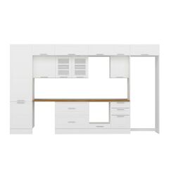 Alvinka 400X240 Cm Klasik Mebran Mutfak Dolabı Beyaz Beyaz Mbb-E90B60S50-3 Mebran | Beyaz - Mdf