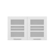 Alvinka Mutfak Modül Mbr_C Üst 2Dk1R 100-H60Cm Dolap Cam Beyaz Beyaz Mdf