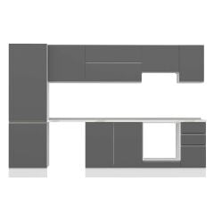 Alvinka 300X210 Cm High Gloss Mutfak Dolabı Mb-E80B60S40-1 High Gloss | Antrasit - Mdf