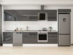 Alvinka 410X222 Cm High Gloss Mutfak Dolabı Mb-E90S60S60-2 High Gloss | Antrasit - Mdf