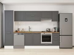 Alvinka 290X210 Cm Klasik Mebran Mutfak Dolabı Mb-E80B50S40-1 Mebran | Antrasit - Mdf