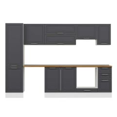 Alvinka 290X210 Cm Klasik Mebran Mutfak Dolabı Mb-E80B50S40-1 Mebran | Antrasit - Mdf