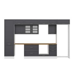 Alvinka 400X240 Cm Klasik Mebran Mutfak Dolabı Beyaz Beyaz Mbb-E90B60S50-3 Mebran | Antrasit - Mdf