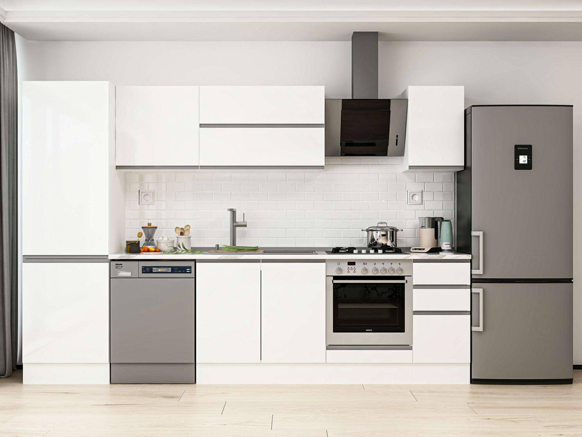 Alvinka 300X210 Cm High Gloss Mutfak Dolabı Mb-E80B60S40-2 High Gloss | Beyaz - Suntalam