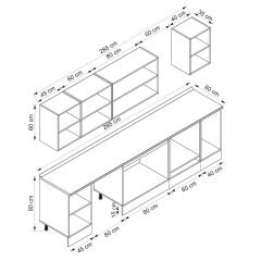 Alvinka 285X210 Cm Klasik Mebran Mutfak Dolabı Beyaz Beyaz M-E80S45S40-2