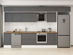 Alvinka 385X240 Cm Klasik Mebran Mutfak Dolabı Mb-E80S45S60-2 Mebran | Antrasit - Suntalam