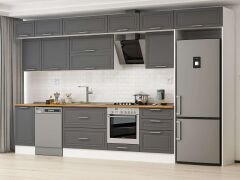 Alvinka 385X240 Cm Klasik Mebran Mutfak Dolabı Mb-E80S45S60-2 Mebran | Antrasit - Suntalam