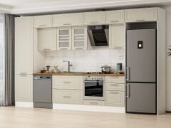 Alvinka 400X240 Cm Klasik Mebran Mutfak Dolabı Beyaz Beyaz Mbb-E90B60S50-3 Mebran | Kumtaşı - Mdf