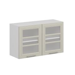 Alvinka Mutfak Modül Mbr_C Üst 2Dk1R 100-H60Cm Dolap Cam Beyaz Kumtaşı Mdf