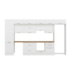 Alvinka 410X240 Cm Klasik Mebran Mutfak Dolabı Beyaz Beyaz Mbb-E90B60S60-1 Mebran | Beyaz - Suntalam