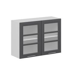 Alvinka Mutfak Modül Mbr_C Üst 2Dk1R 100-H72Cm Dolap Cam Beyaz Antrasit Suntalam