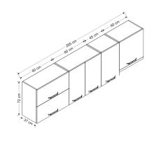 Minar 265 Cm Mutfak Dolabı Beyaz 265-B8-Üst Modül