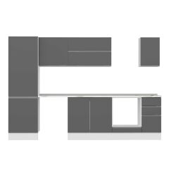 Alvinka 300X210 Cm High Gloss Mutfak Dolabı Mb-E80B60S40-2 High Gloss | Antrasit - Suntalam