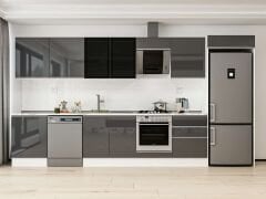 Alvinka 410X222 Cm High Gloss Mutfak Dolabı Mb-E90S60S60-3 High Gloss | Antrasit - Suntalam