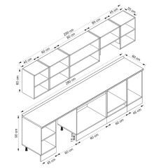 Alvinka 290X210 Cm Klasik Mebran Mutfak Dolabı Beyaz Beyaz M-E80S45S45-1