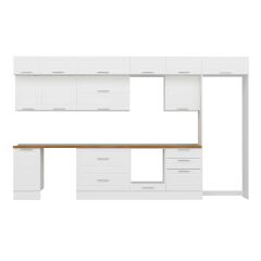 Alvinka 385X240 Cm Klasik Mebran Mutfak Dolabı Mb-E80S45S60-2 Mebran | Beyaz - Mdf