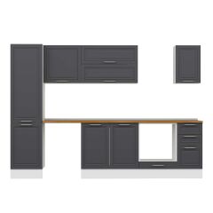 Alvinka 290X210 Cm Klasik Mebran Mutfak Dolabı Mb-E80B50S40-2 Mebran | Antrasit - Suntalam