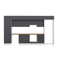 Alvinka 410X240 Cm Klasik Mebran Mutfak Dolabı Beyaz Beyaz Mbb-E90B60S60-1 Mebran | Antrasit - Suntalam