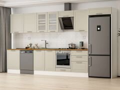 Alvinka 400X222 Cm Klasik Mebran Mutfak Dolabı Mb-E80S60S60-3 Mebran | Kumtaşı - Mdf