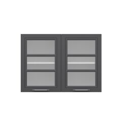 Alvinka Mutfak Modül Mbr_C Üst 2Dk1R 100-H72Cm Dolap Cam Beyaz Antrasit Mdf