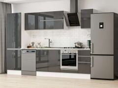 Alvinka 300X210 Cm High Gloss Mutfak Dolabı Mb-E80B60S40-2 High Gloss | Antrasit - Mdf