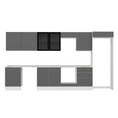 Alvinka 410X222 Cm High Gloss Mutfak Dolabı Mb-E90S60S60-3 High Gloss | Antrasit - Mdf