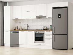 Alvinka 360X222 Cm Klasik Mebran Mutfak Dolabı Mbb-E80B40S40-1 Mebran | Beyaz - Suntalam