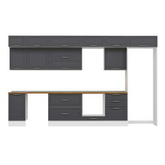 Alvinka 385X240 Cm Klasik Mebran Mutfak Dolabı Mb-E80S45S60-2 Mebran | Antrasit - Mdf