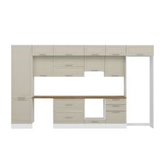 Alvinka 410X240 Cm Klasik Mebran Mutfak Dolabı Beyaz Beyaz Mbb-E90B60S60-1 Mebran | Kumtaşı - Suntalam