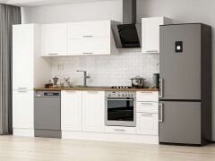 Alvinka 290X210 Cm Klasik Mebran Mutfak Dolabı Mb-E80B50S40-2 Mebran | Beyaz - Mdf