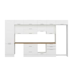 Alvinka 410X240 Cm Klasik Mebran Mutfak Dolabı Beyaz Beyaz Mbb-E90B60S60-1 Mebran | Beyaz - Mdf